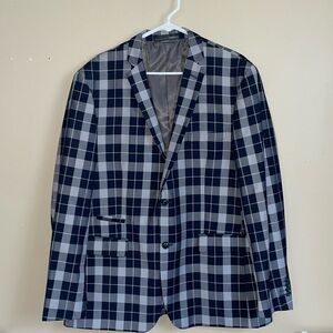 Ferrecci “The Preston” navy plaid blazer sports jacket size 44R